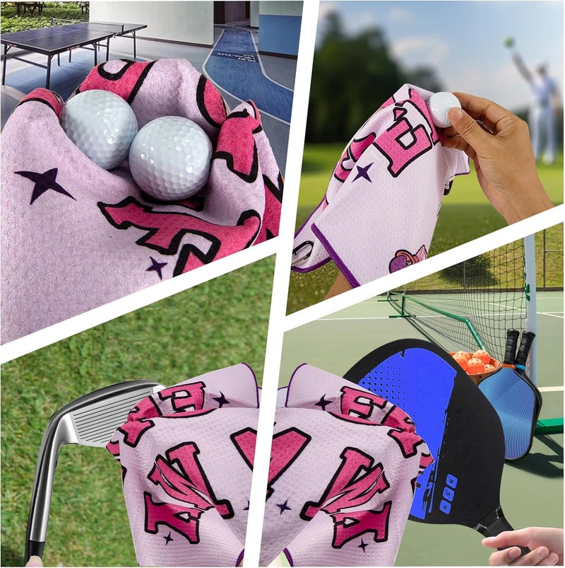 TUYUU Women Pink Golf Towel,Funny Towels for Golfer Bags with Clip,Mother Day Retirement Birthday Gifts for Ladies Grandma Mom Sister Aunt Golfer Sport Lover,Printed in My Golf Era - Image 4